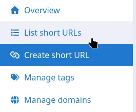 Zakłądka List short URLs
